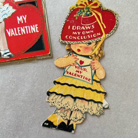 Lot of Vintage 1930s 1940s Valentines Day Cards Kitschy Cute - Picture 5 of 10